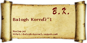 Balogh Kornél névjegykártya