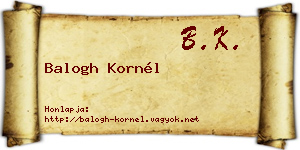 Balogh Kornél névjegykártya